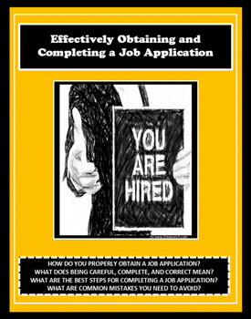 Preview of JOB APPLICATION, EMPLOYMENT APPLICATION, Careers Readiness, Vocational