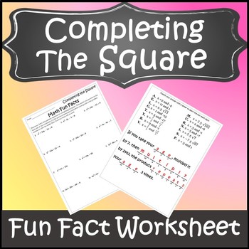 Preview of Completing the Square Activity {Completing the Square Worksheet}