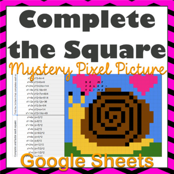 Preview of Completing the Square Activity Mystery Pixel Picture Digital Google Slides