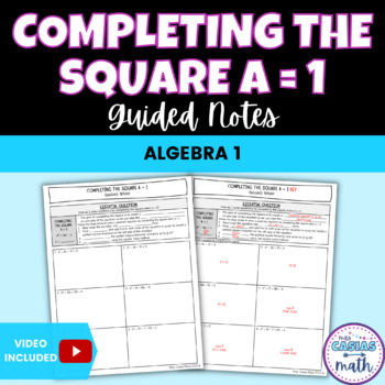 Preview of Completing the Square Beginner Guided Notes Lesson Algebra 1