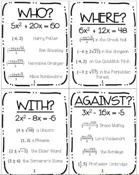 completing the square harry potter clues intermediate by winning at math