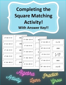 Preview of Completing the Square Matching Activity