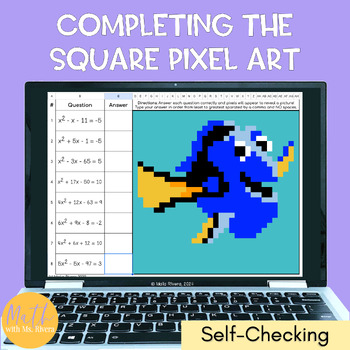 Preview of Completing the Square Pixel Art Digital Self Checking Activity for Algebra 2