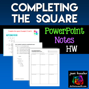 Preview of Completing the Square Quadratic Equations Notes HW PowerPoint
