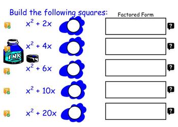 Preview of Completing the Square Smart Notebook Activity