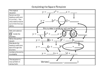 Preview of Completing the Square Template