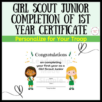 Completion of First Year of Girl Scout Juniors Certificate | TpT