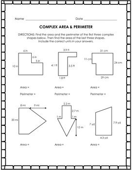 Complex Area & Perimeter Practice (Digital & Printable) - Answer Key ...