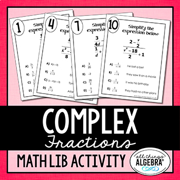 Preview of Complex Fractions | Math Lib Activity