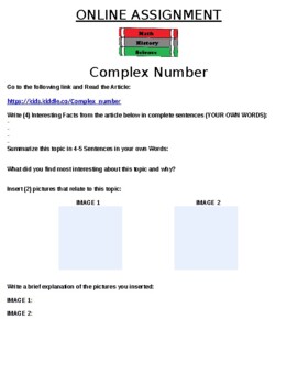 Preview of Complex Number (Math) Online Assignment