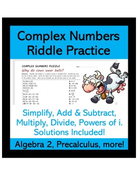 Preview of Complex Number Operations Riddle Worksheet