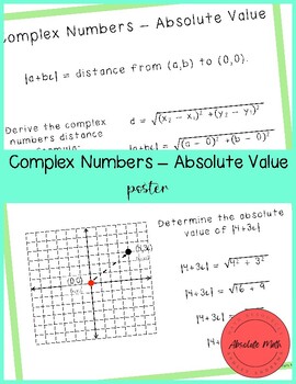 Preview of Complex Numbers - Absolute Value Poster