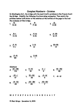 Complex Numbers Division by We #39 re Bruyn Math TpT