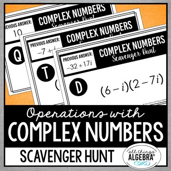 Complex Numbers | Scavenger Hunt by All Things Algebra | TPT