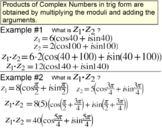 Complex Numbers in Standard and Trig (polar) forms + De Mo
