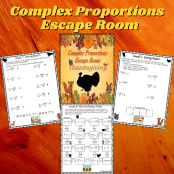 Preview of Complex Proportions Escape Room | Thanksgiving | 7th/8th/9th Grade Math