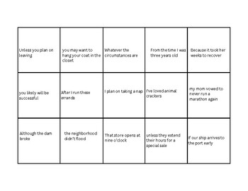 Complex Sentence Matching Activity by Gamecock YOGELA | TPT