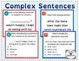 Complex Sentences AAAWWUBBIS and Commas Task Cards