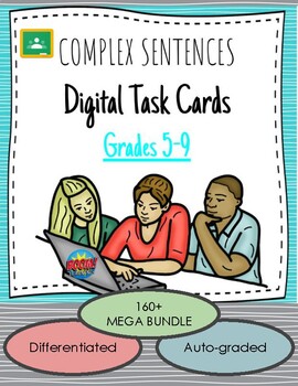 Preview of Complex Sentences DIGITAL Boom! Task Cards - Literature-Based Distance Education