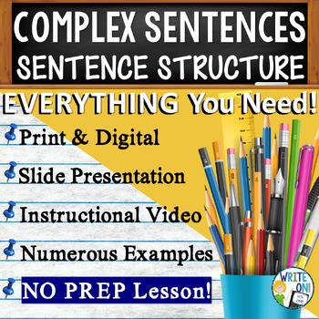 Preview of Complex Sentences Activities, Sentence Types, Complex Sentences Worksheets