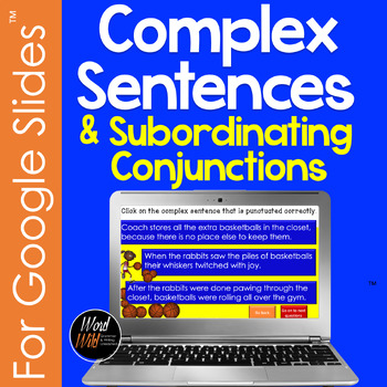 Preview of Complex Sentences Subordinating Conjunctions Digital Grammar for Google Slides™