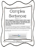 Complex Sentences and Antecedents for RTI and whole class
