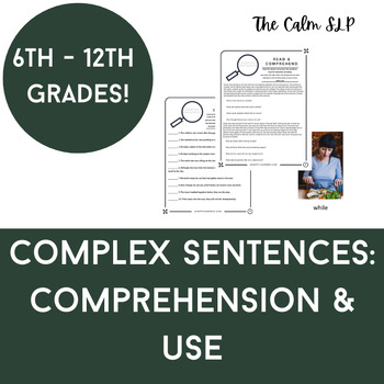 Preview of Complex Sentences Worksheets Speech Therapy Special Education Remediation