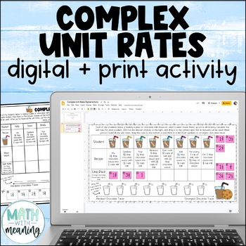 Preview of Complex Unit Rates With Fractions Digital and Print Activity