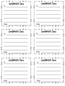 Preview of Compliment Cards for How Full is Your Bucket for Kids