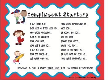 Preview of Compliment Starters: Cultivate Thankfulness