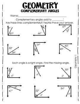 Preview of Complimentary Angles Worksheets AND Solutions - 30 Worksheet Bundle - Set 2