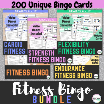 Preview of Components of Fitness Bingo Game with Exercise Video Demonstrations | Phys Ed