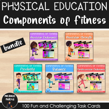 Preview of Physical Education - Components of Fitness Task Cards for PE Bundle