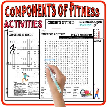 Preview of Components of Fitness Worksheets,Vocabulary,Puzzle,Wordsearch & Crosswords