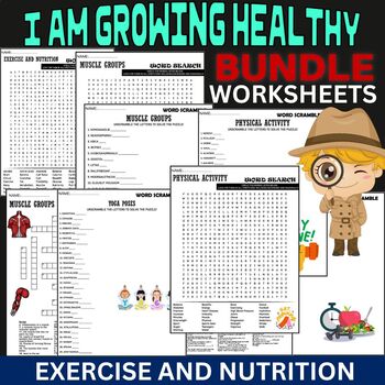 Preview of Components of Fitness,Yoga,Nutrition, Early Finishers ACTIVITIES PUZZLES,BUNDLE