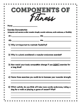 Components of Fitness worksheet