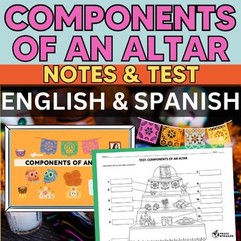 Preview of Components of an Altar for Day of the Dead Notes & Test in English & Spanish