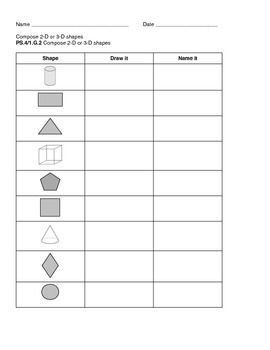 Compose 2D/3D shapes Gr. 1 assessment by Fantastic First Grade Finds