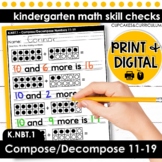 Compose/Decompose Numbers 11-19 Worksheets Kindergarten Ma