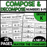 Compose and Decompose Teen Numbers Kindergarten Worksheets