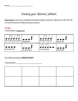 Compose your own NATIONAL ANTHEM- Worksheet by MsKsMusicClass | TpT