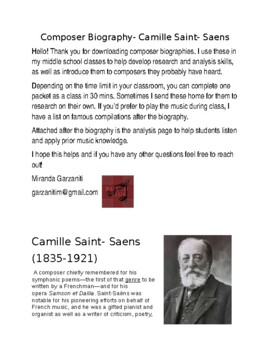 Camille Saint-saens, Short Biography