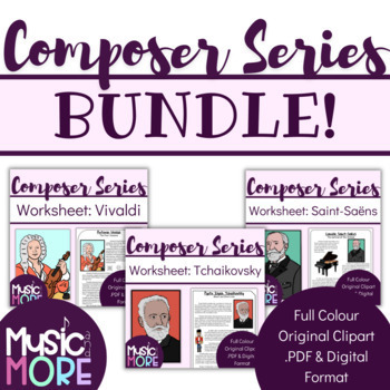 Preview of Composer Bundle: Vivaldi, Tchaikovsky, and Saint-Saens! {History & Worksheet!}