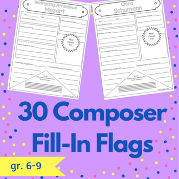 Preview of Composer Fill-In Flags (Music History Activity)