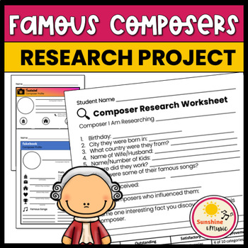 Preview of Composer Research Project - Project Based Learning for Music Class (PBL)