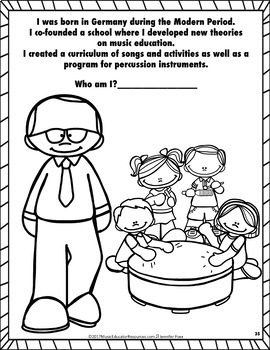 Music Coloring Sheets Composer Who Am I? Coloring Book (Reproducible)