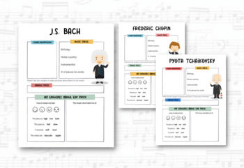 Preview of Composer Worksheets [Set of 8]