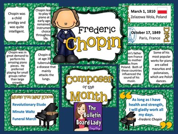 Preview of Composer of the Month Frederic Chopin-Bulletin Board and Writing Activities