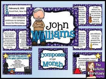 Preview of Composer of the Month John Williams -Bulletin Board and Writing Activities