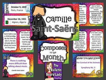 Preview of Composer of the Month Saint-Saens -Bulletin Board and Writing Activities